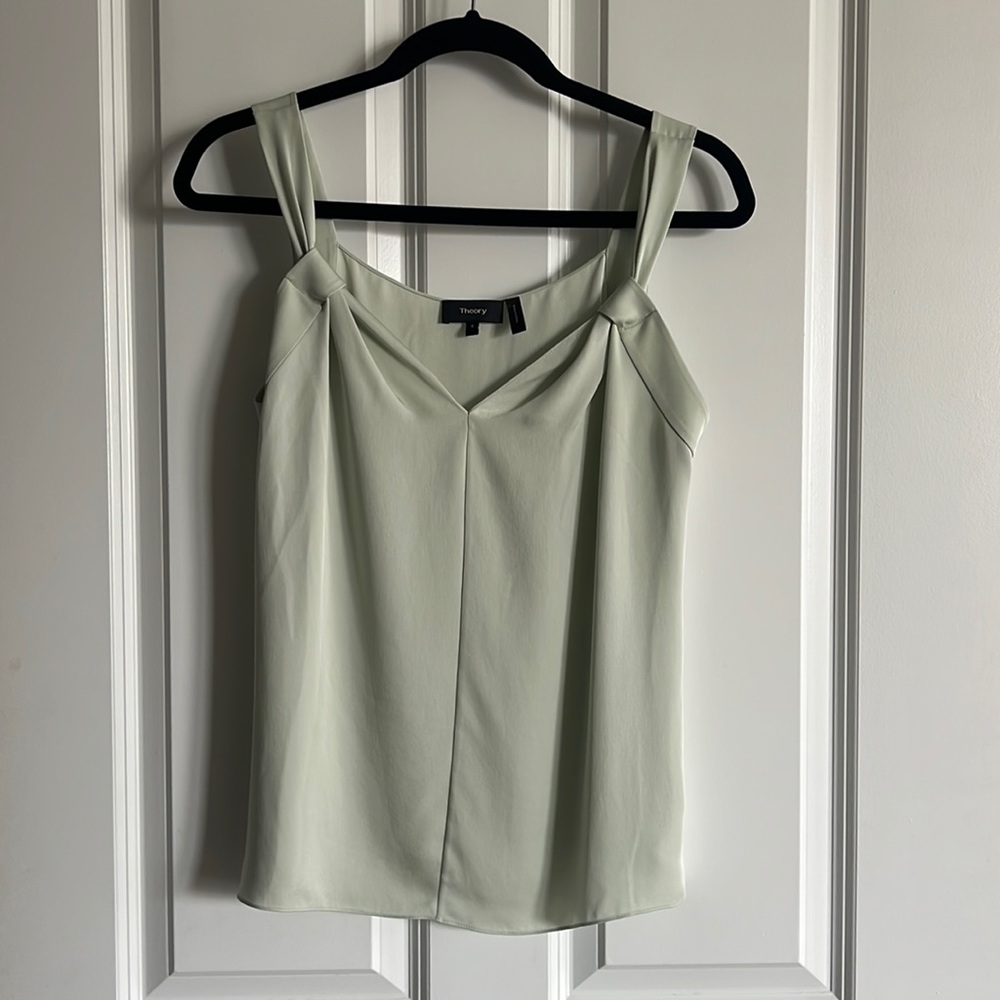 Theory Sleeveless V-Neck Top in Silk Georgette
